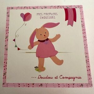 Doudou et Campagnie Bunny Baby Rattle Booties Slippers Rattle 0-6 months